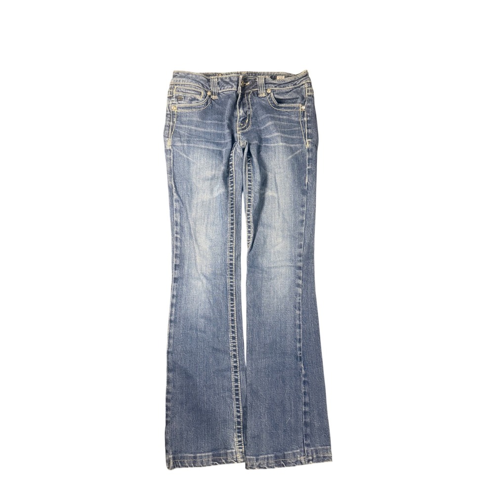 Miss Me JP5074 Bootcut Jeans Rhinestone Cross Y2K Medium Wash Blue Denim 29